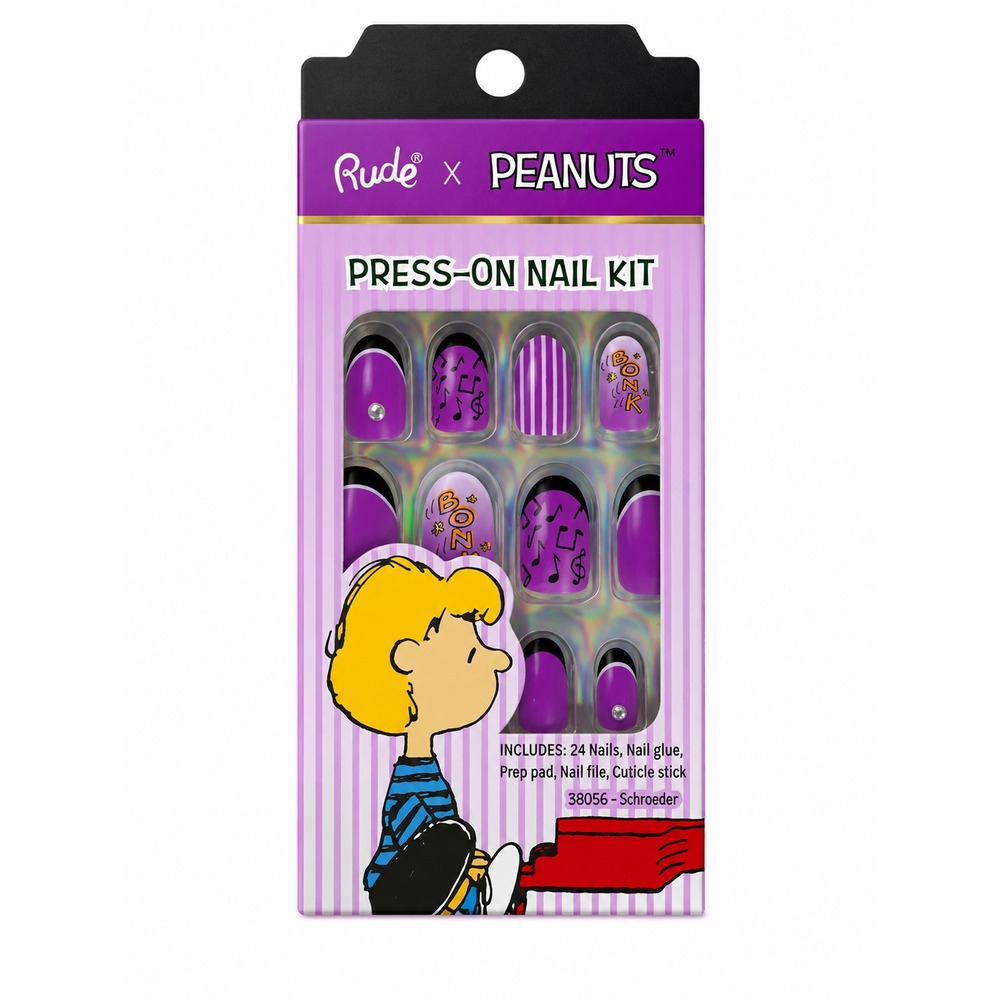 UDE x Peanuts Press-On Nail Kit Schroeder Purple Music Notes 24 Nails New